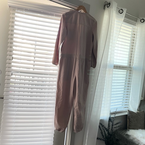 Blush Pink Cotton Pocketed Utility Jumpsuit S/P - Picture 6 of 9